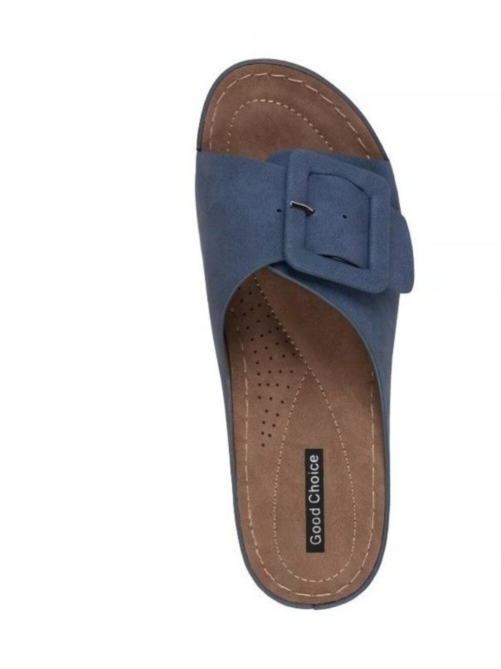 Hamden Platform Slide Sandal Blue With Buckle & Stitch Size 9.5 Good Choice - Picture 2 of 7